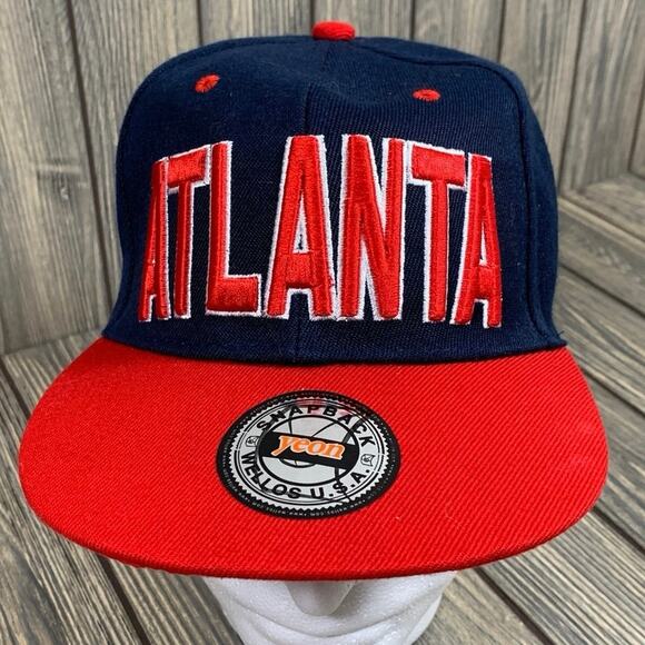 Atlanta Snapback Baseball Unisex Adult Hat Cap Blue Red Sports Fan Apparel - Picture 2 of 7